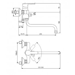 BA239AA UNO Настенный смеситель для ванны/душа