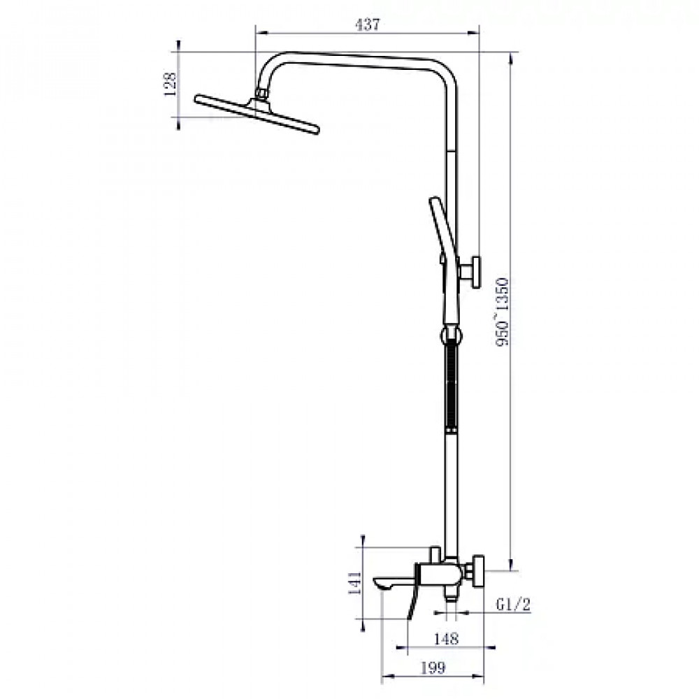 Escaro Душевая система с квадратным тропическим душем, сатин