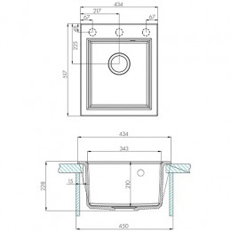 Кухонная Мойка Линеа 43 (Песочный) NEW