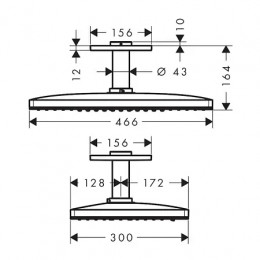 Верхний душ Hansgrohe 460 2jet с потолочным подсоединением, Rainmaker Select, 24004400