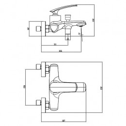 REULEAUX Смеситель для ванны и душа с полным душевым набором, хром