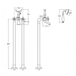 CARMEN Смеситель для ванны-душа двухвентильный напольный