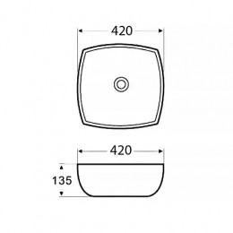 AZ-2076 Раковина накладная. Размер 420*420*135 мм