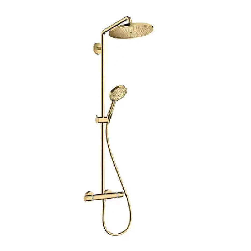 26890990 Croma Select S Showerpipe 280 1jet с термостатом и ручным душем Raindance Select S 120 3jet, полированное золото