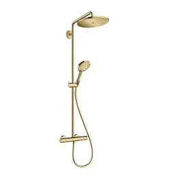 26890990 Croma Select S Showerpipe 280 1jet с термостатом и ручным душем Raindance Select S 120 3jet, полированное золото