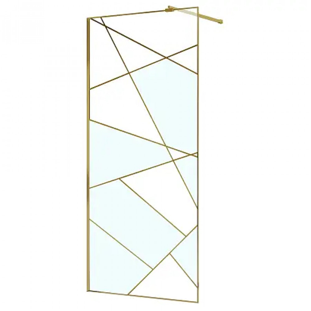 AZ-271-120-BGL-CGP Душевая перегородка Walk-in, 120x195-BGL-CGP, в рамке, Графический принт 8 мм, профиль брашированное золото