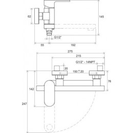 Смеситель для ванны CR 022.00/150 150 мм