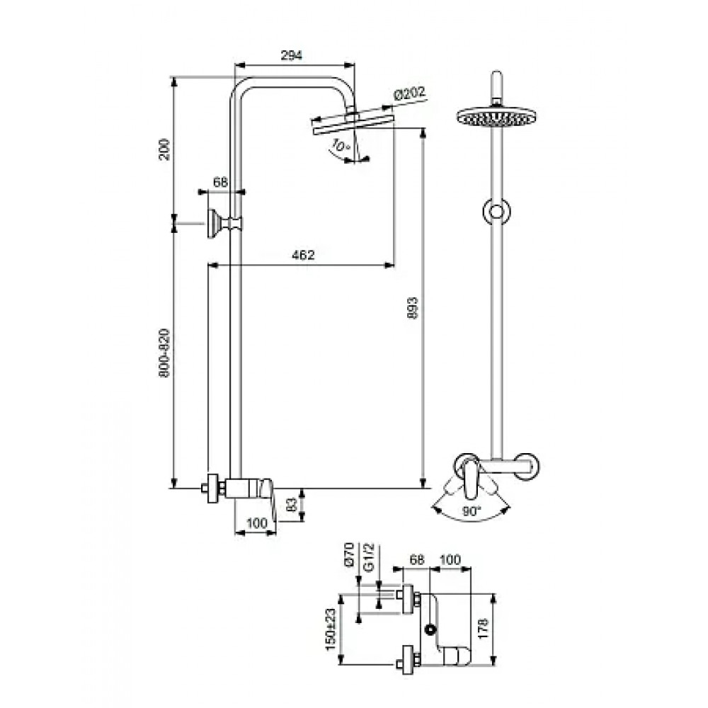 BA272AA Душевая система VIDIMA BALANCE BA272AA с однорукоятковым смесителем для душа.