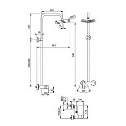 Душевая система с однорукоятковым смесителем для душа, VIDIMA BALANCE BA272AA