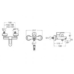 L20 смеситель для ванны-душа без аксессуаров