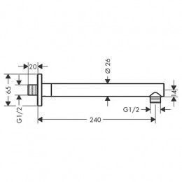 26405000 Vernis Shape Держатель душа 24 см, хром