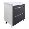 Комплект Тумба HARMONIA 70/2Н ГРАФИТ напольная с раковиной АСТОРИЯ 70