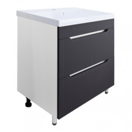 Комплект Тумба HARMONIA 70/2Н ГРАФИТ напольная с раковиной АСТОРИЯ 70