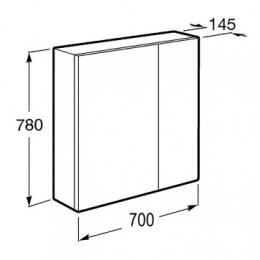 RONDA Шкаф зеркальный 700 мм, бетон/белый матовый