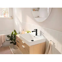 72517670 Rebris S Смеситель для раковины 110, однорычажный, со сливным гарнитуром, матовый черный