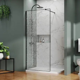 AZ-275-100-MВ-CBR Душевая перегородка Walk-in, 100x200-MB-CBR, в рамке, Битое стекло, 4+5+4 мм, профиль матовый черный