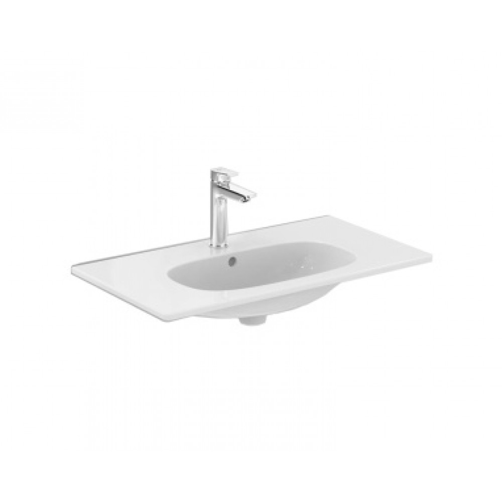 T350901 TESI Vanity Умывальник 80 см для монтажа соло с дизайн-сифоном или с подстольем TESI 80 см, с отверстием под смеситель, с отверстием перелива