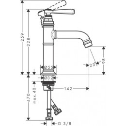 16516820 Axor Montreux Смеситель для раковины, однорычажный, 100, с рычаговой рукояткой, с незапирае