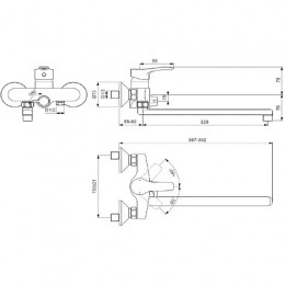 BA412AA VIDIMA MELOY Смеситель для ванны/душа, с керамическим переключателем