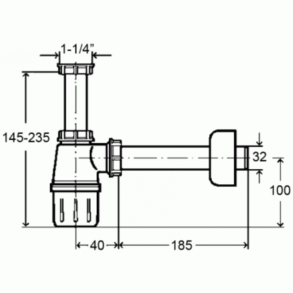 103927 Сифон бутылочный Viega 1 1/4 x 1 1/4, мод. 5726  для раковины с отводом, с универс. выпуском пластик/белый (50шт)