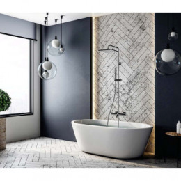 COSMO Душевая стойка, с термостатическим смесителем для ванны, верхний душ 230х230 мм., ручной душ, цвет хром