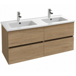 EXVA112-00 OLA Керамическая раковина столешница с двумя чашами, 120 см, подходит к мебели TOLBIAC, белый