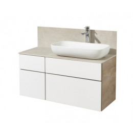 Мишель 100 Тумба-умывальник Дуб Эндгрейн/Белый (Раковина MILA 350х500) БЕЗ столешницы