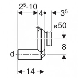 152.950.11.1 Cифон для писсуара,  горизонтальный выпуск,d 50/50