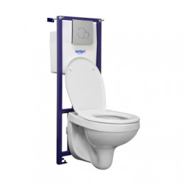 Пэк Альфа (подвес. унитаз с сиденьем полипр, инсталляция, панель хром. глянец)