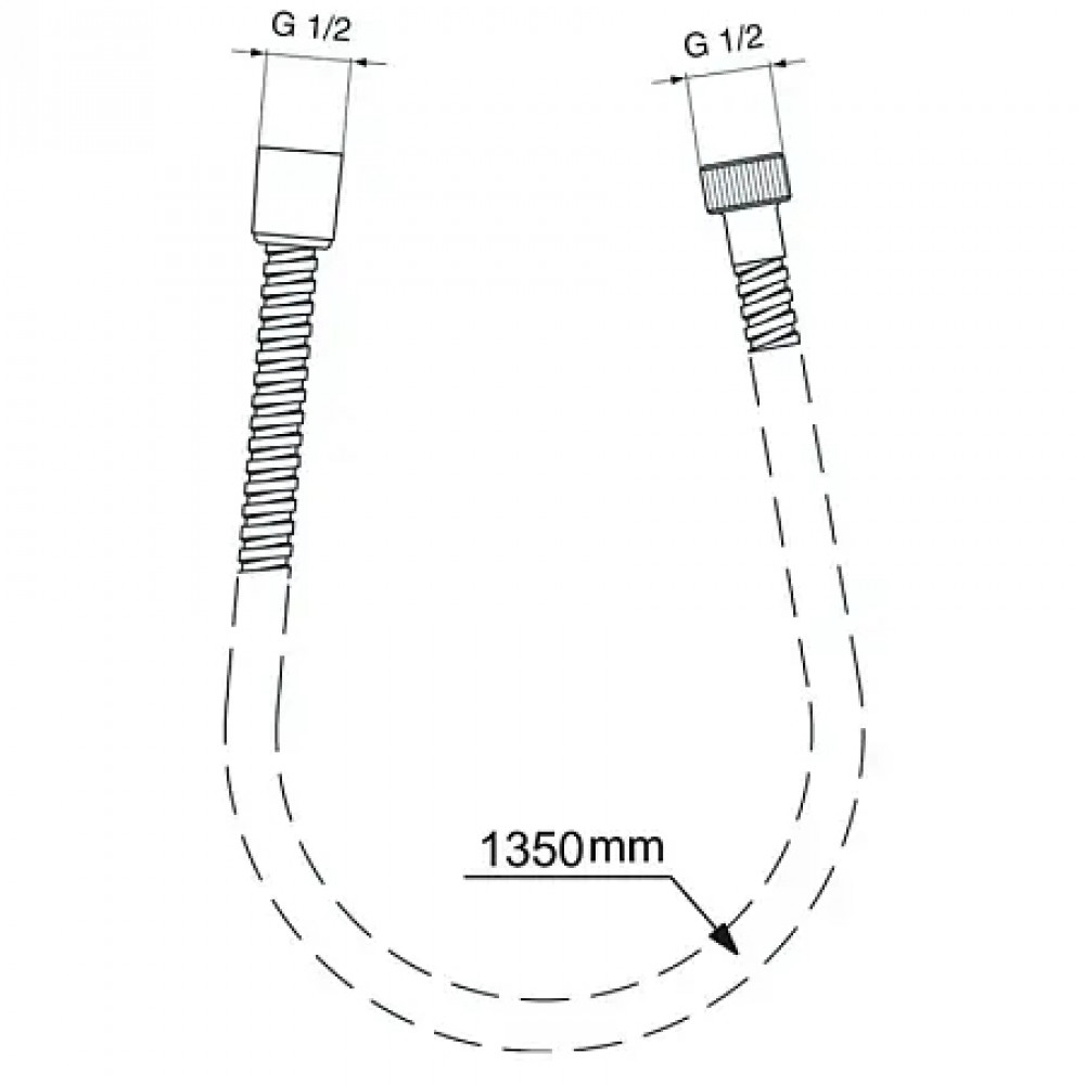 ULTRAFLEX Пластиковый шланг для душа 1350 мм, подсоединение G1/2", устойчивость к давлению до 5 атм, прочность до 50 кг