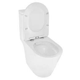 Prime Унитаз напольный безободковый моноблок, сиденье микролифт. Размер: 640*370*760mm (2 места)