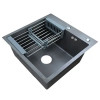 AZARIO кухонная мойка NICOLE (500*500*220) нержавеющая сталь серая соты(сифон, диспенсер,коландер)