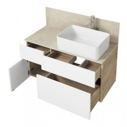 Мишель 100 Тумба-умывальник Дуб Эндгрейн/Белый (Раковина MILA 350х500) БЕЗ столешницы