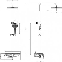 Душевая система с полным душевым набором, черная, GINKGO