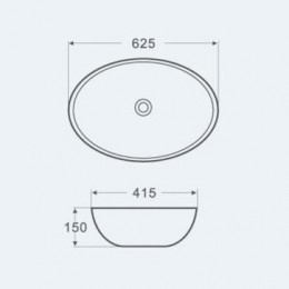 AZ-3077 Раковина накладная. Размер 625*415*150 мм