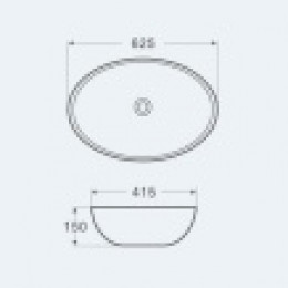 AZ-3077 Раковина накладная. Размер 625*415*150 мм