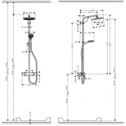 27268000 Crometta S 240 1jet Showerpipe, EcoSmart, 9 л/мин, душевая система для душа с термостатом