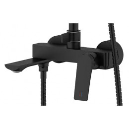 Lursy Душевая система с квадратным тропическим душем, черный матовый