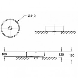 E90012-0 Delta Pure накладная раковина 41 см, без дк