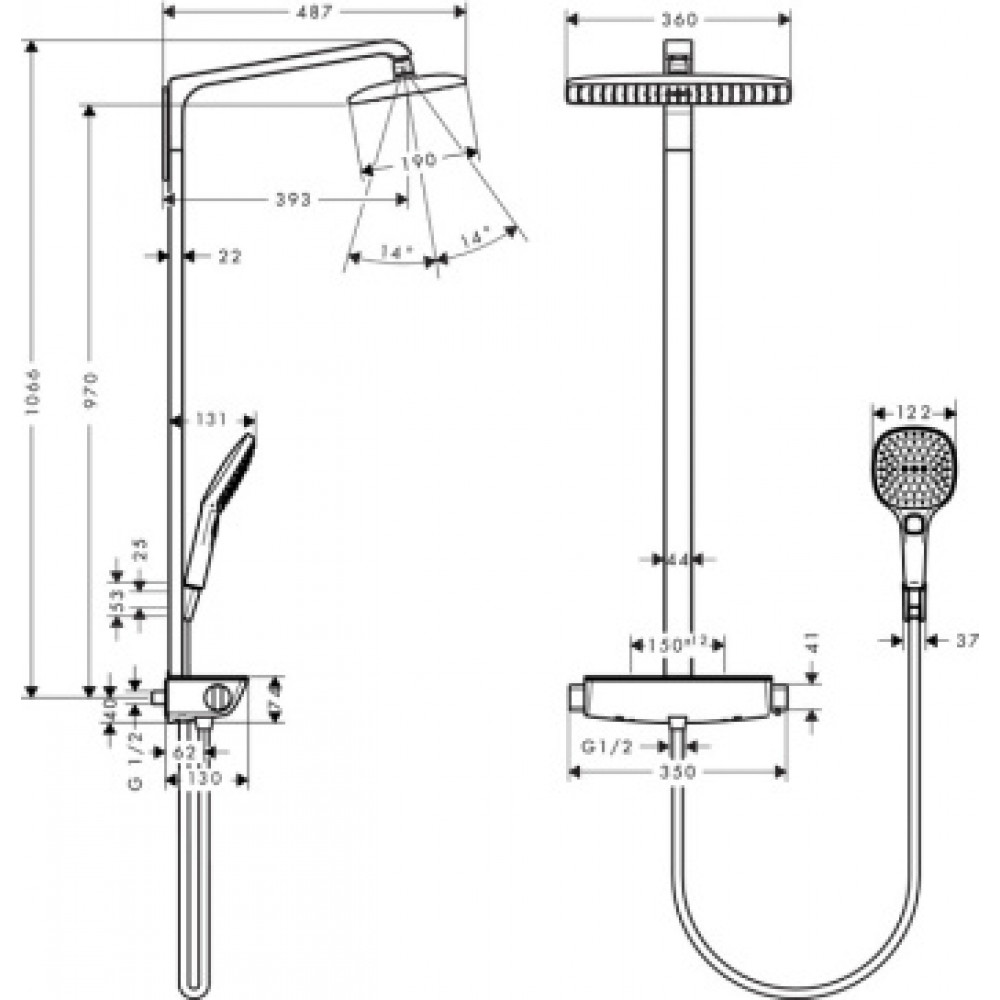 27112400 Raindance Select Raindance Select 360 Showerpipe, ½’