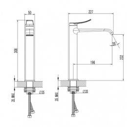 ABILITY Смеситель для раковины высокий без донного клапана, графит