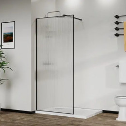 AZ-271-100-MВ-CRF Душевая перегородка Walk-in, 100x195-MB-CRF, в рамке, Рифленое стекло 8 мм, профиль матовый черный