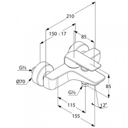 KLUDI AMEO Однорычажный смеситель для ванны и душа, арт. 414450575