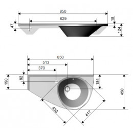 Умывальник AVOCADO Левый белый с отвеpстием