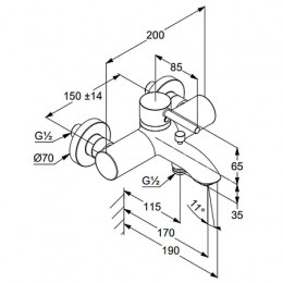 KLUDI BOZZ Смеситель для ванны и душа, черный матовый, арт. 386913976