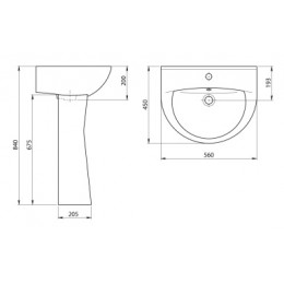 Умывальник Виктория 555 * 455 бел. ( пьед Воротынский)