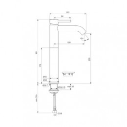 BC269XG CERALINE Vessel Однорукоятковый смеситель для умывальника с удлиненным корпусом, картридж 28 мм Firmaflow® с функцией HWTC