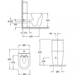 ETAK212-0 SOPRANO Бачок с нижним подводом воды, мех смыва 3/6л, белый
