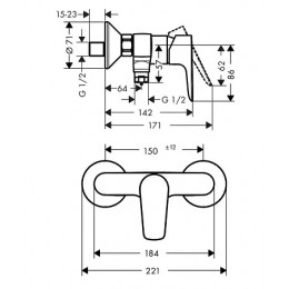 71760000 Talis E Смеситель для душа, однорычажный, ВМ