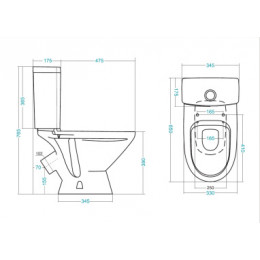 Унитаз-компакт "Лига" (стандарт: 2-реж., дюро, метал крепеж)
